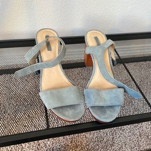 Frye blue suede heeled sandal sz 9